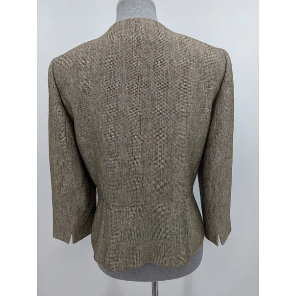 Professional Boss John Meyer Luxury Bronze Tweed Blazer Women 8 Peplum Bows - Picture 4 of 10